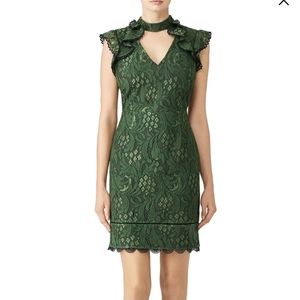 Anthropologie Adelyn Rae Green Lace Sheath Dress Flutter Sleeve Size S